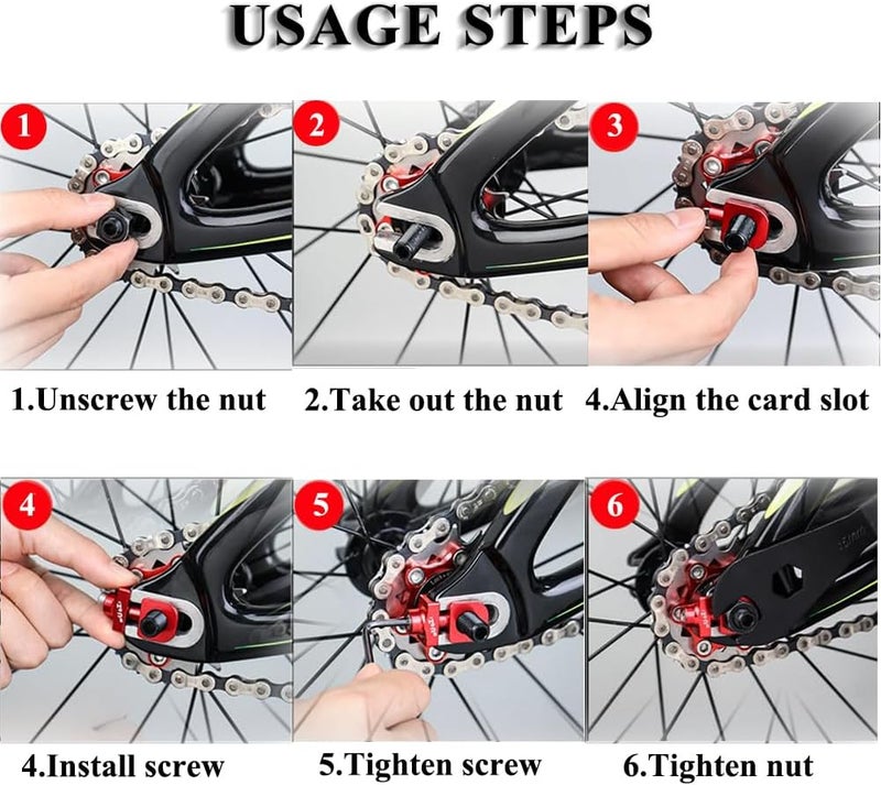 Teocpai 2Pcs Bicycle Chain Tensioner Aluminum Alloy Adjustable Bicycle Chain Tensioner Fastener for Single Speed Bicycle BMX Fixie Bike - Image 5